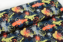 Tissu en ligne Québec jersey de coton lyvra motif pour adolescent. Online canadian fabric store cotton spandex jersey knit with teen print.