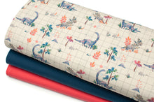 Tissu en ligne Québec jersey de coton lycra motif de dinosaures. Online fabric store cotton spandex jersey fabric from family frabics with dinosaur.