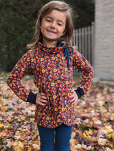 Tissu en ligne Québec jersey de coton lycra motif de fleur d'automne. Online fabric cotton spandex jersey knit with flowers.