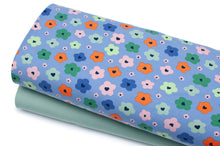 Tissus en ligne Québec french terry de coton lycra motifs de fleurs. Online fabric store cotton spandex french terry knit with flowers.