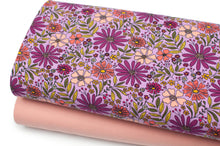 Tissu en ligne Québec jersey de coton lycra motif de fleurs. Online fabric store cotton spandex jersey knit with flowers.