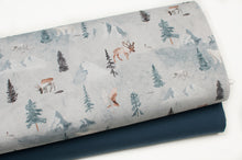 Tissu en ligne Qubec jersey de coton lycra motif d'animaux en hiver. Online fabric cotton spandex jersey knit with winter animal.