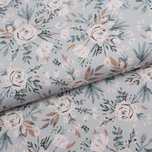 Tissu en ligne Québec jersey de coton lycra motif de fleurs. Online fabric cotton spandex jersey knit with flowers.