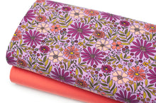 Tissu en ligne Québec jersey de coton lycra motif de fleurs. Online fabric store cotton spandex jersey knit with flowers.
