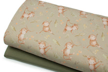 Tissu en ligne Québec jersey de coton lycra motif de singe. Online fabric store cotton spandex jersey fabric from family frabics with monkey.