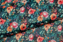 Tissu en ligne Québec similicuir, faux cuir, cuirette avec motif de fleurs. Online fabric faux leather with flowers.
