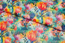 Tissu en ligne Québec similicuir, faux cuir, cuirette avec motif de fleurs. Online fabric faux leather with flowers.