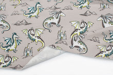 Tissu en ligne Québec french terry de coton lycra motif de dragon. Online fabric cotton spandex french terry with dragonfly.