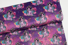 Tissu en ligne double side minky motif de licorne pouliche. Online fabric squish with unicorn.
