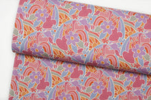 Tissu en ligne french terry de coton lycra motif de licorne. Online fabric cotton spandex french terry with unicorn.