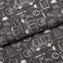 Tissu en ligne Québec canevas 100% coton motif d'article d'école. Online fabric cotton canvas with school stuff.