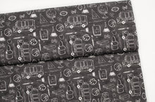 Tissu en ligne Québec canevas 100% coton motif d'article d'école. Online fabric cotton canvas with school stuff.