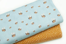 Tissu en ligne Québec jersey de coton lycra motif d'abeille. Online fabric cotton spandex jersey knit with bee.