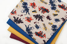 Tissu en ligne Québec jersey de coton lycra motif de dinosaures. Online fabric cotton spandex jersey knit with dinosaur.