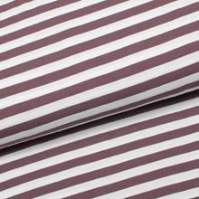 Tissu en ligne Québec jersey de coton lycra motif à rayure de 1 cm. Online fabric store cotton spandex stripped jersey knit.