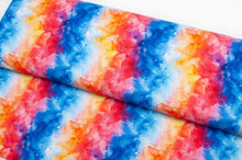 Tissu en ligne Québec jersey de coton lycra motif de cornet d'encre coloré. Online Canadian fabric store cotton spandex jersey knit with colorful ink.