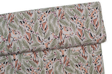 Tissu en ligne Québec jersey de coton lycra motif de chevreuil. Online fabric cotton spandex jersey knit with deer.