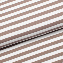 Tissu en ligne Québec jersey de coton lycra motif à rayure de 1 cm. Online fabric store cotton spandex stripped jersey knit.
