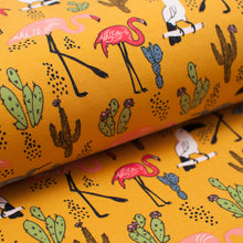 YELLOW FLAMINGO<br> cotton/spandex<br> french terry