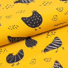 Tissu en ligne jersey de coton motif de poule. Hen cotton jersey online fabric.