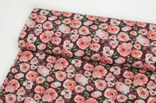 Tissu en ligne jersey coton lycra motif de fleurs. Online fabric cotton spandex jersey knit with floral pattern.