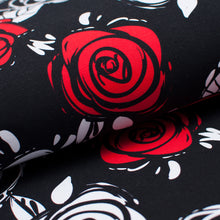 Tissu en ligne Québec french terry de coton lycra motif de fleurs. Online fabric cotton spandex french terry knit with flowers.