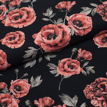Tissu en ligne canevas de coton motif de fleur coquelicot. Online fabric 100% cotton canvas with poppies flower.