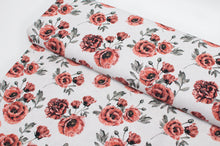 Tissu en ligne canevas de coton motif de fleur coquelicot. Online fabric 100% cotton canvas with poppies flower.