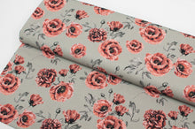 Tissu en ligne canevas de coton motif de fleur coquelicot. Online fabric 100% cotton canvas with poppies flower.
