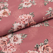 Tissu en ligne canevas de coton motif de fleur rose. Online fabric 100% cotton canvas with rose flowers.