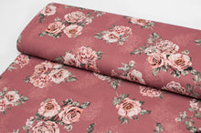 Tissu en ligne canevas de coton motif de fleur rose. Online fabric 100% cotton canvas with rose flowers.