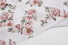 Tissu en ligne canevas de coton motif de fleur rose. Online fabric 100% cotton canvas with rose flowers.
