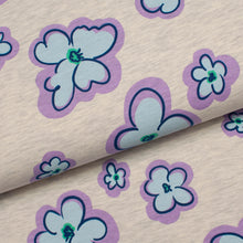 Tissu en ligne Québec jersey de coton lycra motif de fleurs. Oneline fabric store cotton spandex jersey knit with flowers.