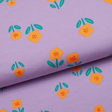 Tissu en ligne Québec french terry de coton lycra motif de fleurs. Online Canadian fabric sotre cotton spandex french terry with flowers.