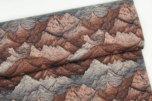 Tissu en ligne jersey de coton spandex motif de montagne. Online fabric cotton lycra jersey knit with mountain.