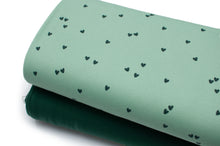 Tissu en ligne Québec jersey côtelé coton lycra motif de coeur. Online fabric shop cotton spandex rib jersey knit with heart.