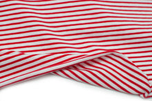 Tissu jersey coton spandex rayé 3mm blanc et rouge