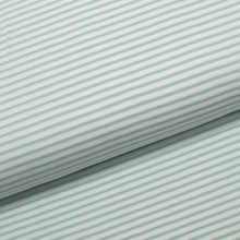 Tissu jersey coton spandex rayé 3mm blanc et menthe.