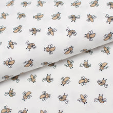 Tissu en ligne Québec jersey de coton lycra motif d'abeille avec brillant. Online fabric store cotton spandex jersey knit with glitter bee.