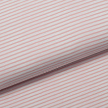 Tissu jersey coton spandex rayé 3mm blanc et rose.