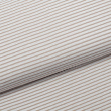 Tissu jersey coton spandex rayé 3mm blanc et sable.