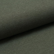 Tissu en ligne Québec jersey de coton spandex couleur kaki chiné. Online fabric cotton spandex jersey knit heather kaki solid color.
