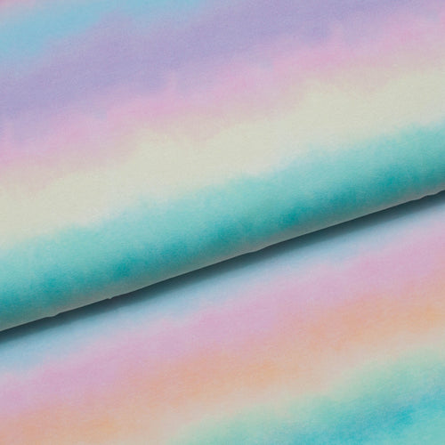 Tissu en ligne Québec jersey de coton lycra motif de ligne pastel. Online fabric cotton spandex jersey knit with pastel stripe.