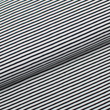 Tissu jersey coton spandex rayé 3mm blanc et noir