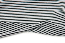 Tissu jersey coton spandex rayé 3mm blanc et noir