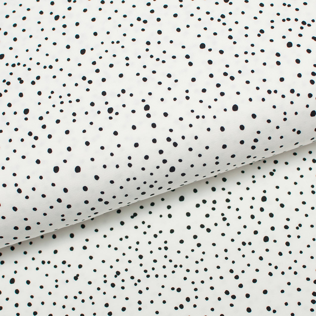 Tissu en ligne Québec jersey de coton spandex à pois. Online fabric dot cotton lycra jersey knit.