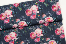 Tissu en ligne Québec canevas 100% coton motif de fleurs. Online fabric cotton canvas with flowers.