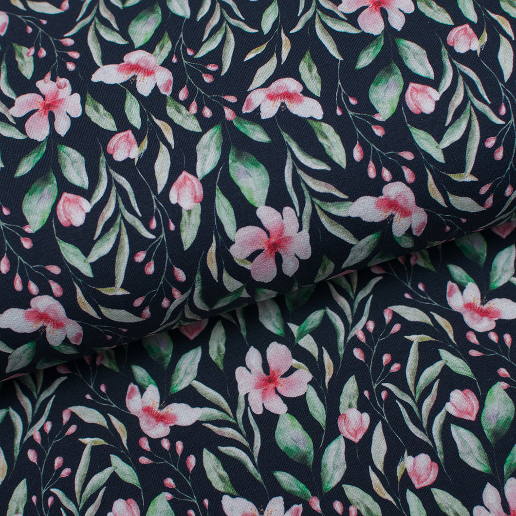 FLOWER AND FOLIAGE<br> cotton/spandex<br> french terry 