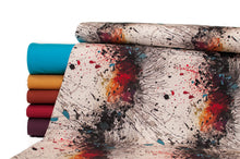 Tissu en ligne french terry de coton lycra motif abstrait d'encre de peinture. Online fabric cotton spandex french terry knit with abstract design.