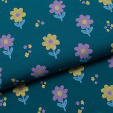 Fleur scintillante <br> coton/spandex <br> jersey brillant
